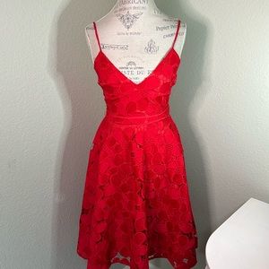 Badgley Mischka Red Lace Dress